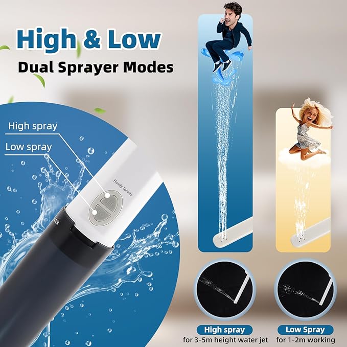 Hibbent 2 Pack Portable Bidet for Travel, High Pressure Handheld Electric Bidet Sprayer for Women & Men, Personal Hygiene Cleaning, Soothing Postpartum Care, Black