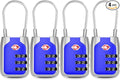 Joyway TSA Approved Luggage Lock, 3 Digit Combination Cable Lock with Alloy Body, Travel Combination Locks for Suitcases, Backpack and Golf Bag (Blue, 4Pack)
