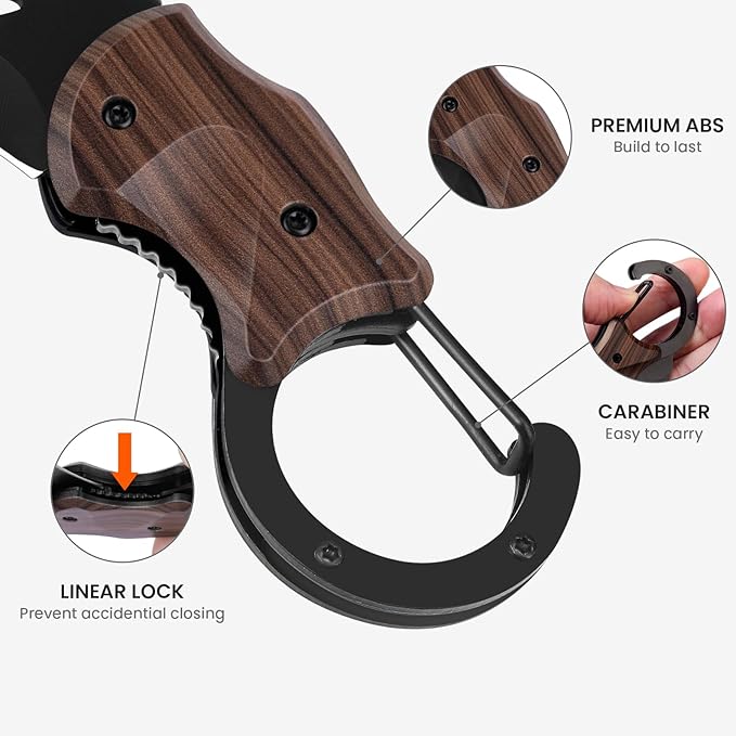 FUNBRO Small Pocket Knife for Men, Cool Box Cutter with 1.34 inch Sharp Blade, EDC Knives Tool for Everyday Carry (Wood Grain)