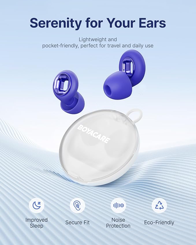Ear Plugs for Sleeping Noise Cancelling, 45dB Reusable Earplugs for Noise Reduction, Hearing Protection Ear Plugs with 8 Ear Tips, Soft Silicone Earplugs for Sleep, Concerts, Snoring, Study (Blue)