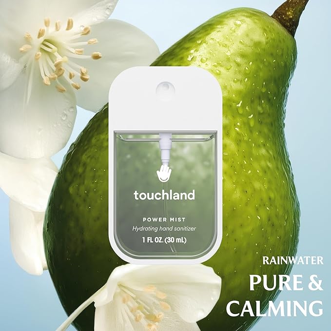 Touchland Hydrating Hand Sanitizer Spray – Dye Free Trio Set (Rainwater, Unscented, Beach Coco) – 3 x 1 FL OZ Mini Travel Size Mists