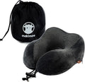 Memory Foam Travel Pillow, Neck Pillow with 360-Degree Head Support, Comfortable and Lightweight, Ideal for Sleeping on Airplane, Car, Train, Bus and Home Use, Comes with Storage Bag (Grey)