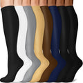 Sooverki Copper Compression Socks for Men & Women 8 Pack 15-20mmHg - Knee High Stockings Best Support for Running Athletic