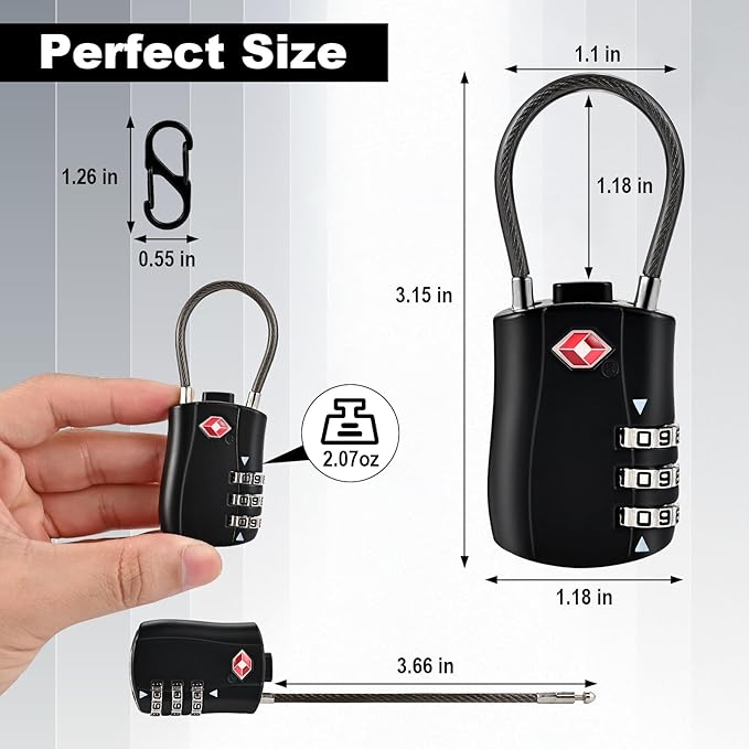 2pcs TSA Approved Luggage Locks with 4pcs Zipper Locks, Zinc Alloy Combination Locker Suitcase Lock, TSA Locks for Luggage, Combination Lock for Locker Backpack (TSA007)