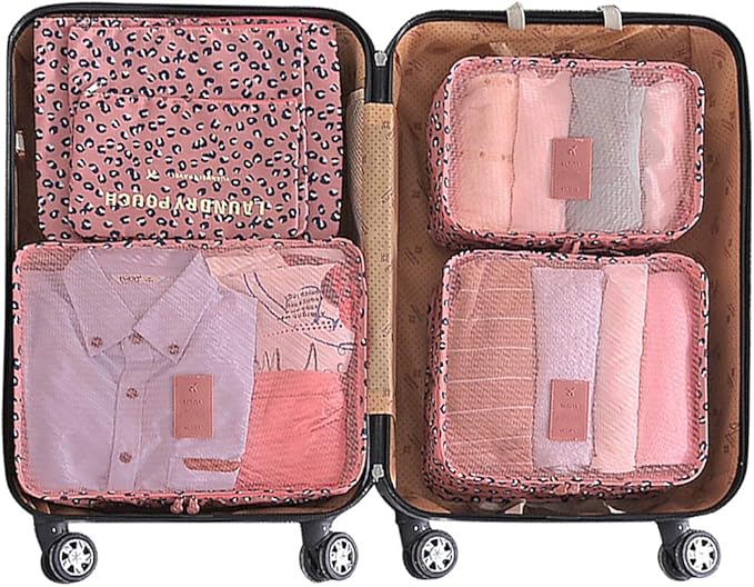 Mossio 7 Set Packing Cubes with Shoe Bag - Travel Carry On Luggage Organizer