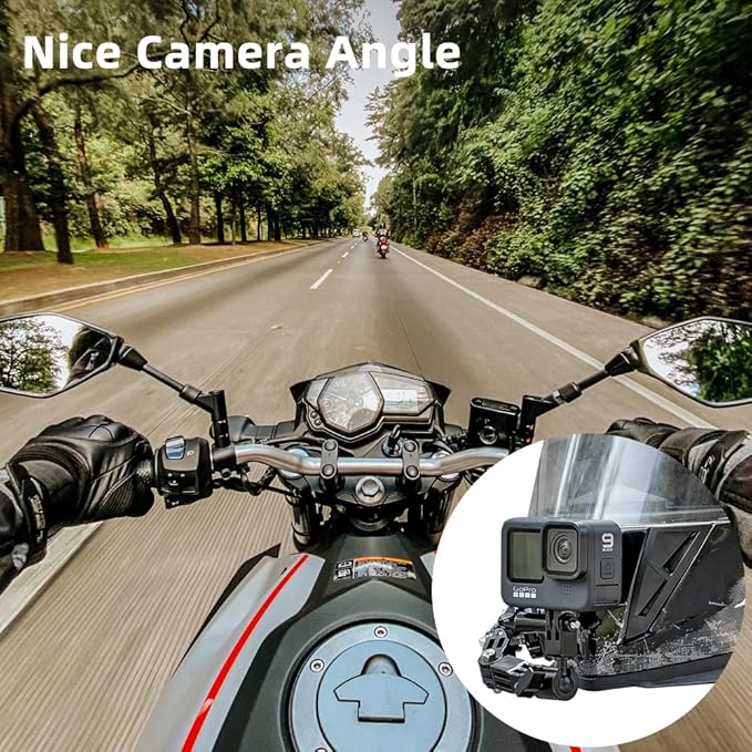 Motorcycle Helmet Chin Mount Kit Compatible with GoPro Hero 13 Black, Hero 12/11/10/9/8/7, DJI Action 6/5 Pro/4/3 and More Action Cameras (Ball Head Motorcycle Helmet Chin Mount)