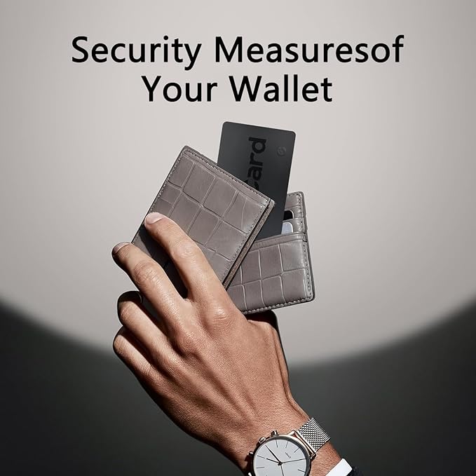Ultra-Thin Air Tag 0.07in Wallet Tracker (Both iOS and Android) IP68 Bluetooth GPS Tracker for Bags Passport Works with Find My (Apple MFi Certified) & Google Find My Device - 5 Year Battery Life
