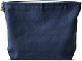 HAPPYHEIDI Canvas Pouch Cosmetic Bag, Tote Organizer, Heavy Duty Cotton Canvas, Solid Navy Blue, Zipper Clsosure, Large 10 x 8.5 Inches