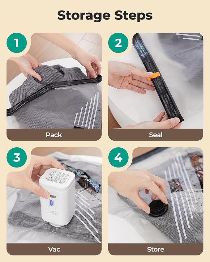 BAGSMART Rechargeable Wireless Pump Travel Storage Bags Set, Portable Space Saver Bags for Travel & Home, Vacuum Compression Seal Bag for Clothing- 18-Pcs Set