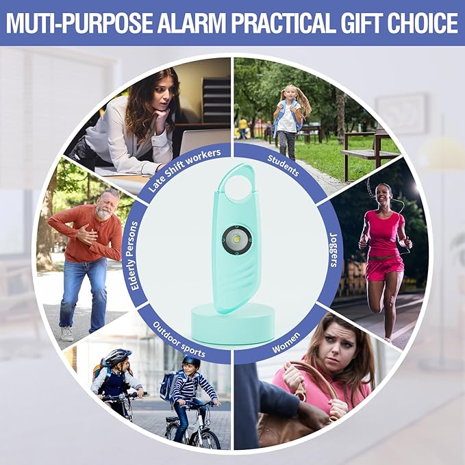Safe Sound Personal Alarm, 2 Pack 140db Siren, Strobe Light Key Chain, Safety Devices for Women, Men, Children, Elderly