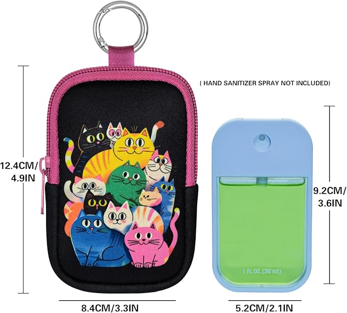 Neoprene Hand Sanitizer Holder Compatible with Touchland, Shockproof Protective Sleeve with Zipper & Snap Hook, Travel Case