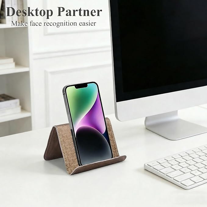 QIELIZI Airplane Travel Essentials for Flying Flex Flap Cell Phone Holder & Flexible Tablet Stand for Desk, Bed, Treadmill, Home & in-Flight Airplane Travel Accessories(1-Triangle Brown)