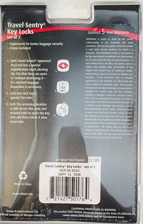 Swiss Gear Travel Key Locks & Luggage Tags - Set of 2 Each