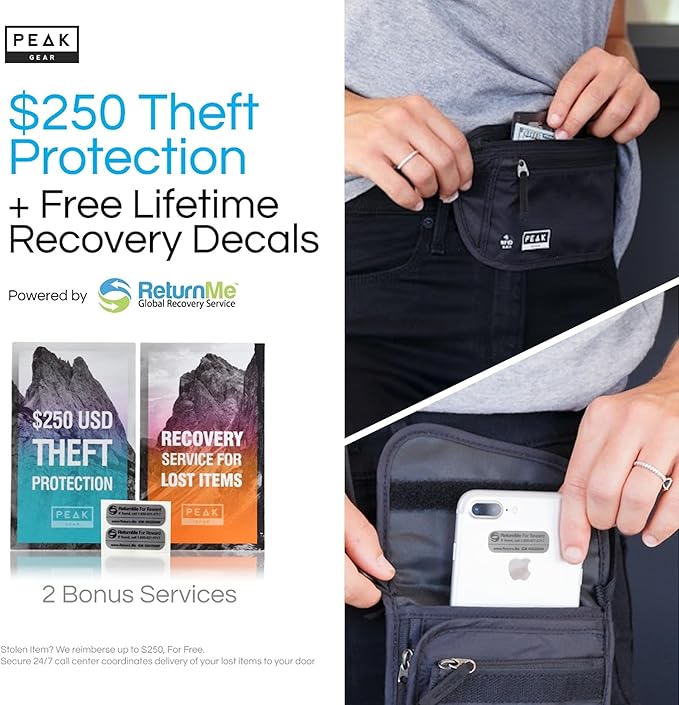 Travel Companion Combo - Hidden Travel Money Belt + Neck Wallet (Gray, Bundle)