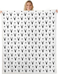 Deer Antlers Kids Throw Blanket,Snowflake Merry Christmas Xmas Bed Blanket for Girls Boys Adults,Rustic Farmhouse Fleece Blanket,Black White Chic Fuzzy Blanket,Queen Size (90 x 90 Inches)
