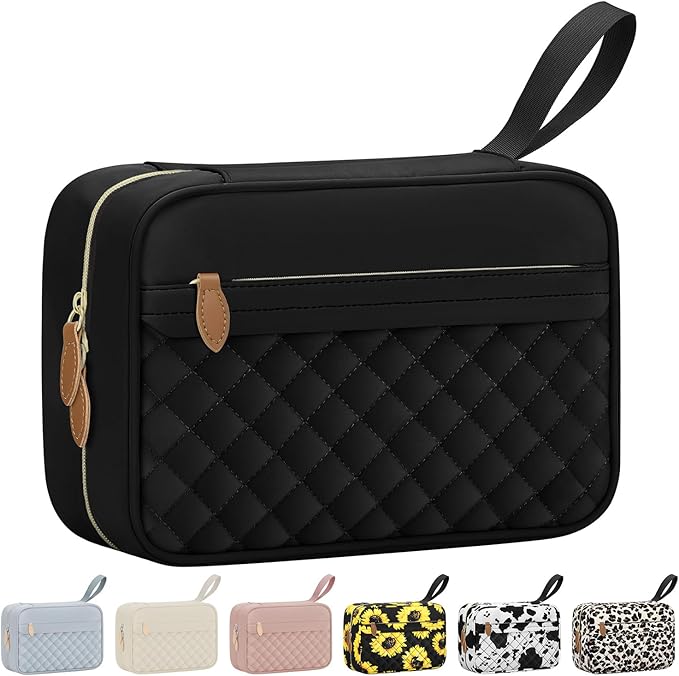 Vankor Travel Toiletry Bag for Women with Hanging Hook, Waterproof TSA Approved Cometic Toiletry Bag Organizers Leakproof Make up Bags for Women Black