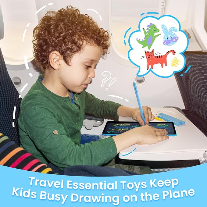 LCD Writing Tablet for Kids, 16 Inch Doodle Board Drawing Pad, Toddler Travel Essential, Road Trip Activities Outdoor Toys, Party Favor for Preschool Girls and Boys, Birthday Gifts Age 3-5, Blue