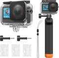 TELESIN Waterproof Case Combo for Action 6 Underwater Housing Shell Cage + Floating Stick 60M/196FT Deep Diving Scuba Snorkeling with Quick Release Bracket Screw Action 6 Accessories
