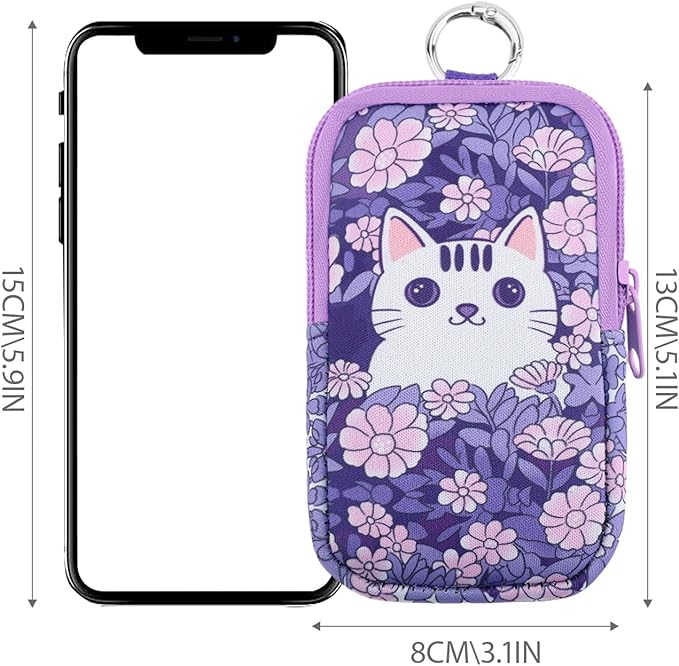 Hand Sanitizer Spray Case,Compatible with Popular Sanitizers,Zipper Pouch for Hand Sanitizer,Cute Fashion Accessories with Snap Hook for Glow Mist and Power Mist 1FL OZ(White Cat)