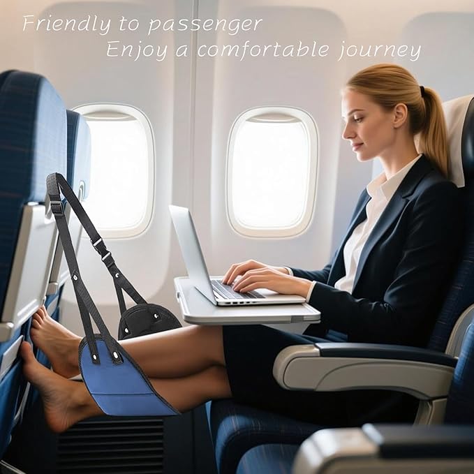 Ergonomic Airplane Foot Hammock with Memory Foam 1Pcs - Ultimate Comfort Foot Rest for Travel, Adjustable Strap, Relieves Foot Pain & Swelling, Portable Foot Sling Perfect for Long Flights kkmilamila