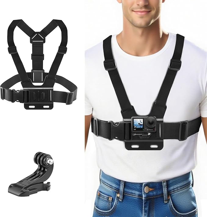 Chest Harness Head Strap Cell Phone Clip Kit for POV, VLOG, Compatible for iPhone, Samaung, GoPro Hero, Insta360, AKASO, DJI Osmo, SJCAM and Other Action Cameras