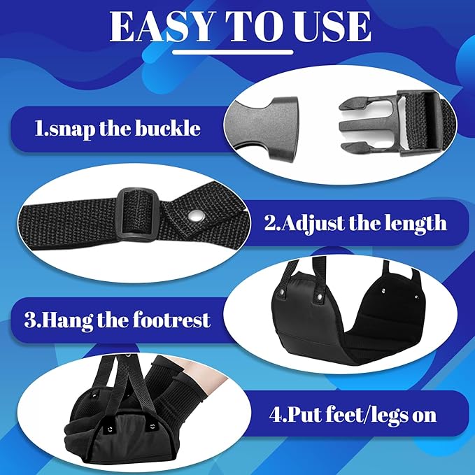 Foot Hammock for Plane Adjustable Plane Travel Airplane Foot Hammock Travel Essentials to Reduce Feet Swelling and Soreness (Black Airplane Footrest)