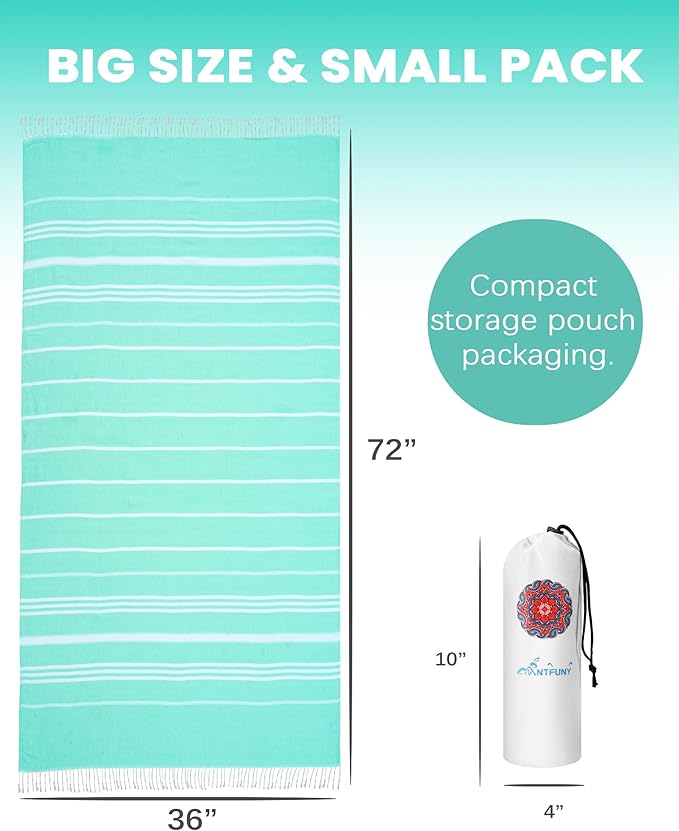 12 Pack Turkish Beach Towels Quick Dry Sand Free Oversized Bath Pool Swim Towel Extra Large XL Blanket Adult Travel Cruise Accessories Must Haves Clearance Stuff Necessities Vacation Essentials