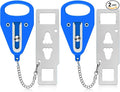 Portable Travel Door Lock Blue of 2 Pieces, Door Lockdown Securing Doors from Inside, Simple Effective Reliable for Hotel and Apartment Doors, Suitable for Family Trip