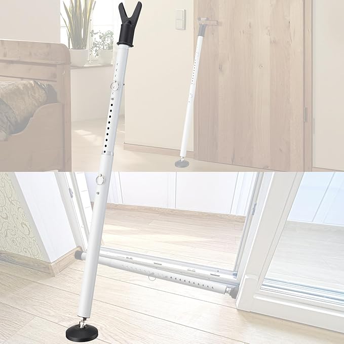 Door Stoppers Security,Heavy Duty portable door lock,2-in-1 Adjustable Sliding Door Lock Bar,Door Barricade Security Bars for Window,stop, Front Door, Patio Door, Apartment, Hotel Room (White)