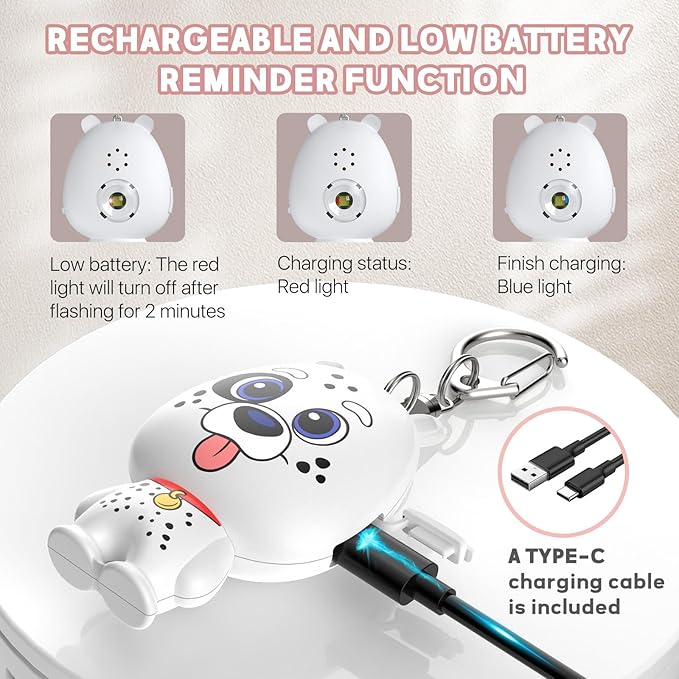 Personal Safety Alarm for Women – Rechargeable Personal Alarm for Women Kids and Elders – 130dB Loud Siren – Strobe Light – Low Battery Notice – Safety Siren Keychain