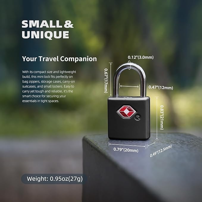 TSA Locks for Luggage with Keys, Luggage Locks TSA Approved 4 Pack, International Travel Essentials, Small Padlock with Key, Mini Padlock for Suitcase, Backpack, Bag, Zipper, Case, Box
