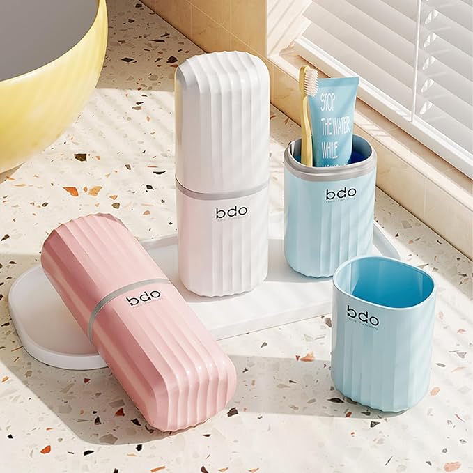 Toothbrush Travel Case Portable Clear Grey Toothbrush Holders with Cover, Leakproof Toothbrush & Toothpaste Holder for Traveling School Camping Business Trip Bathroom