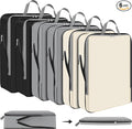 Hosuly 6 Pcs Ultralight Compression Packing Cubes for Travel 17.3 x 12.6'' XL Large Expandable Luggage Organizers for Save Space Family Long Trips (Black, Gray, Beige)