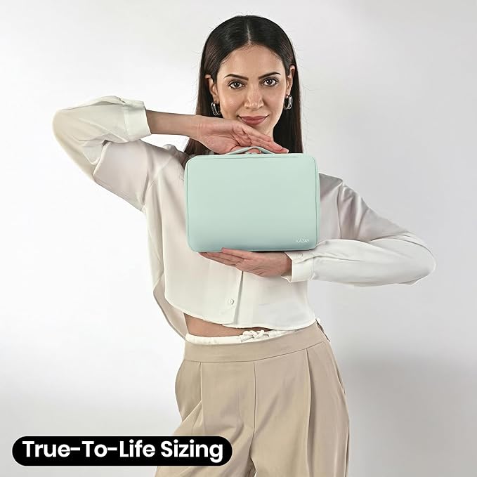 KAZAY Hanging Toiletry Bag with TSA Approved Detachable Pouch, Travel Toiletry Bag, Water Resistant, Premium Nylon, Full-Size Bottles, Travel Size Toiletries, Cosmetic Bag, Unisex (Sage Green)