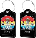 2 Pcs Luggage Tags for Suitcase, Cute Unique PU Leather Travel Bag Tag with Privacy Cover ID Label Address Card and Durable Metal Ring Suitable for Men Women Children Backpack,Human Skull