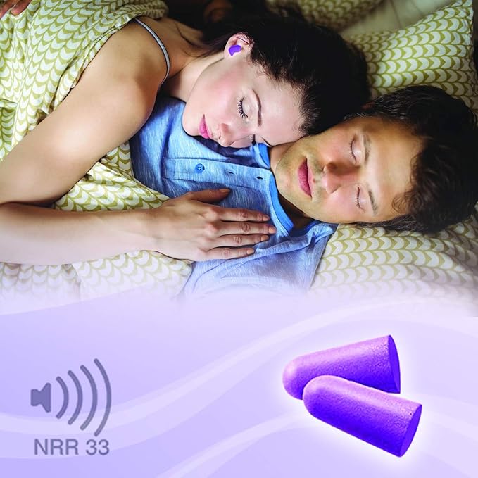 MOLDEX Soft Foam Earplugs Softies® Ear Plugs for Sleeping, Snoring, Work, Travel, Shooting -33dB Highest NRR Made in USA (Purple, 20 Pairs)