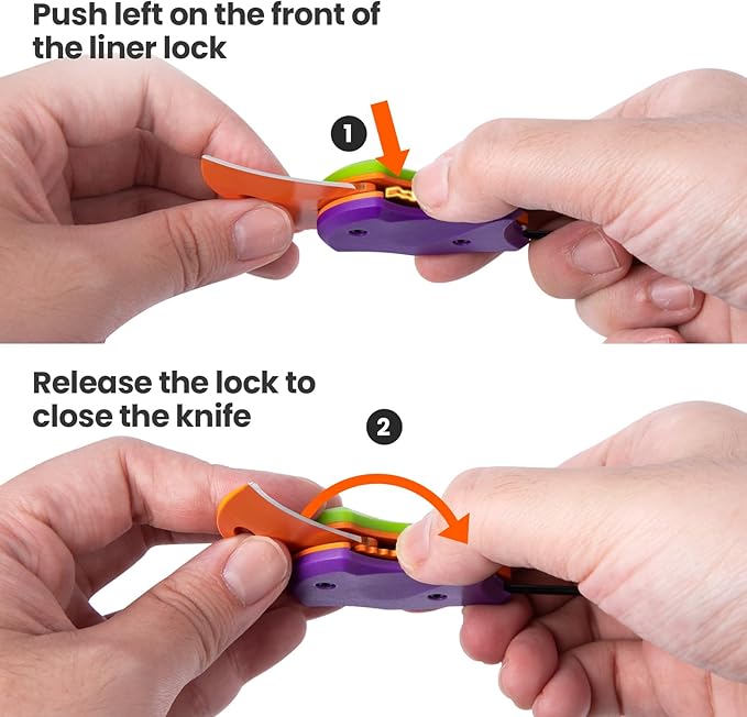FUNBRO Small Pocket Knife for Men, Cool Folding Knife Box Cutter with 1.34 inch Sharp Blade, EDC Knives Tool for Everyday Carry, Great Gift for Men (Purple & Green)