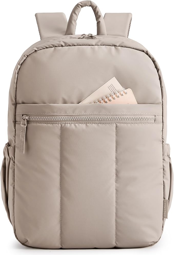 BAGSMART Backpack for Women, Travel Backpack with Large Side Pocket, 15.6 Inch Work College Backpack Purse, Waterproof Business Teacher Laptop Bag, Camel