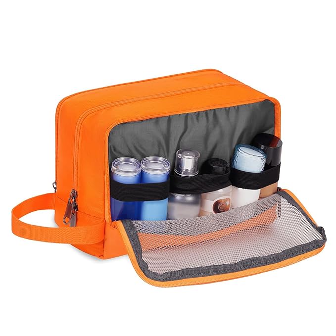 Toiletry Bag for Men Hanging Dopp Kit Water Resistant Shaving Bag Small Toiletry Bag for Traveling (Pure Orange)