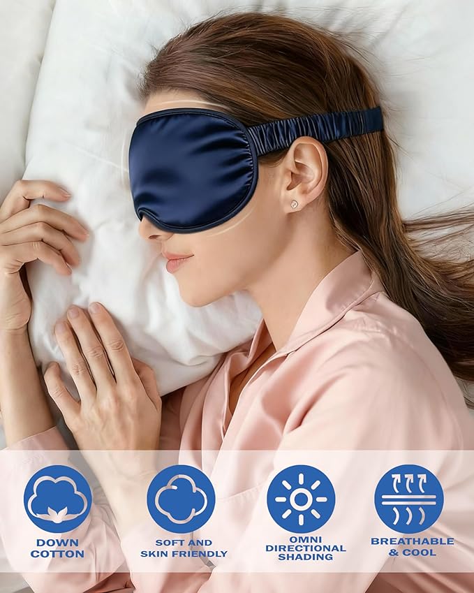 Pack of 2 Sleep Masks for Men and Women, Light Blocking Sleeping Mask with Adjustable Strap, Comfortable Soft Blindfold Ideal for Travel, Aeroplane Nap