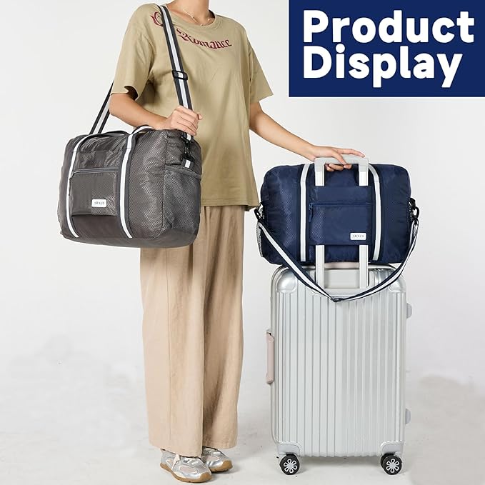 Arxus Foldable Tote Bag for Travel Expandable Lightweight Carry On Luggage 22L Packable Duffle Bag for Traveling