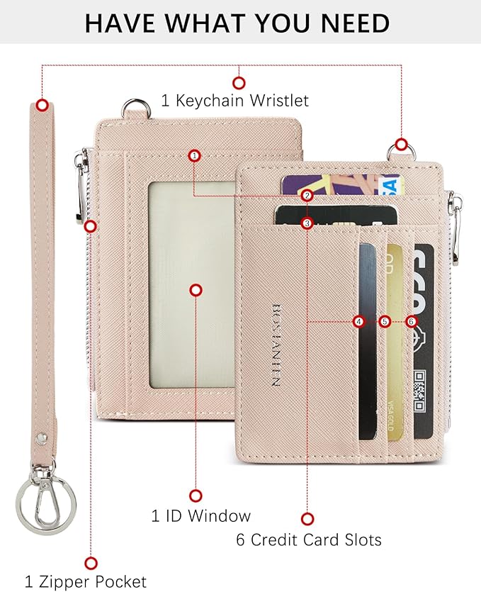 BOSTANTEN Small Wallet For Women RFID Leather Credit Card Holder Slim Wristlet Keychain Wallet With Zipper Pocket