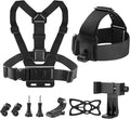 Chest Harness Head Strap Cell Phone Clip Kit for POV, VLOG, Compatible for iPhone, Samaung, GoPro Hero, Insta360, AKASO, DJI Osmo, SJCAM and Other Action Cameras