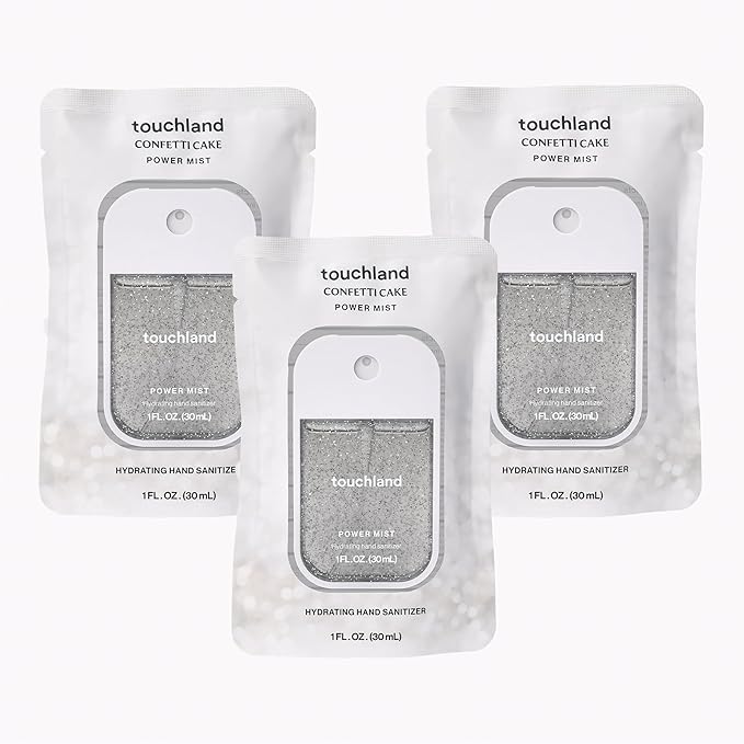 Touchland Hydrating Hand Sanitizer Spray – Confetti Cake Trio Set, Dye Free – 3 x 1 FL OZ Travel Size Mists