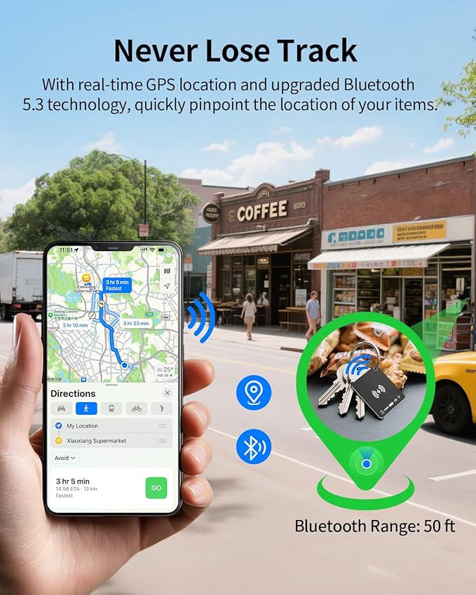 Air Tracker Tag (iOS Only) Wallet Tracker Works with Apple Find My, Rechargeable Smart Tag Key Finder Locator with Sound, Item Finders for Key, Wallet, Luggage, Backpack, Suitcases, Passport