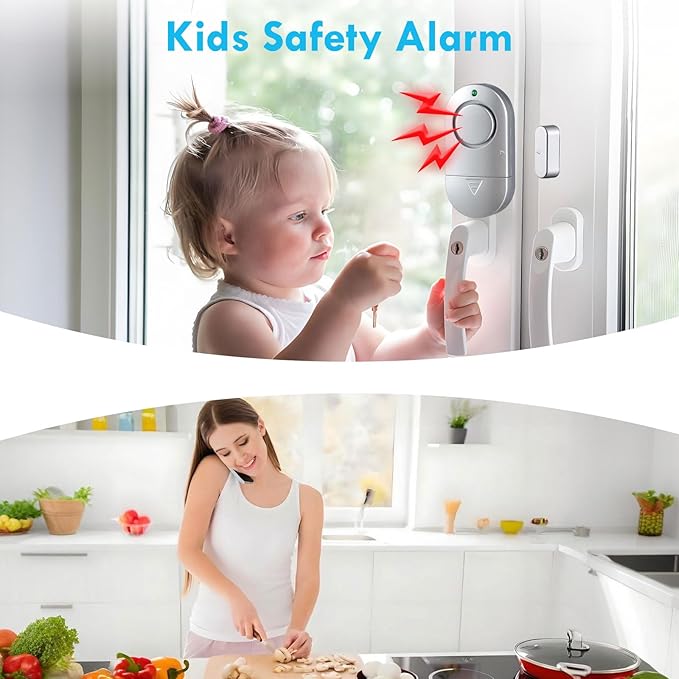 Window Door Alarm, Toeeson 120db Pool Alarm for Door, Door Security Alarms for Home