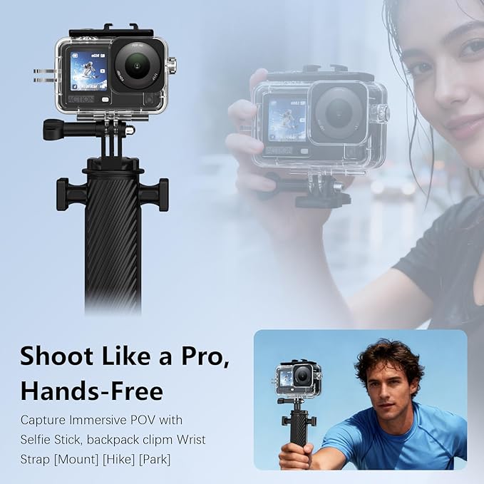 60-in-1 Accessories Kit Compatible with DJI Osmo Action 6 with 70m Waterproof Housing Case, Tempered Glass Screen Protector, Floaty Bobber Grip, Large Carrying Case, Mounts Chest/Head/Handlebar