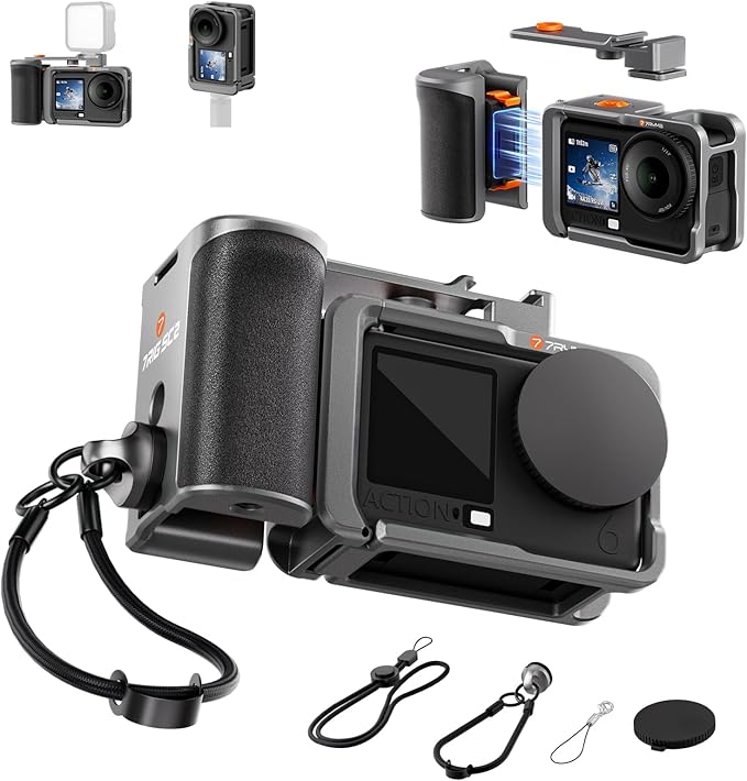 7RYMS 7RIG SC2 Street Grip Kit for DJI Osmo Action 6, Photography Handle Grip with Quick Release, Cold Shoe, Lens Cover, Wrist Strap, Grip Holder for Street Photography, Vlogging, Video Recording