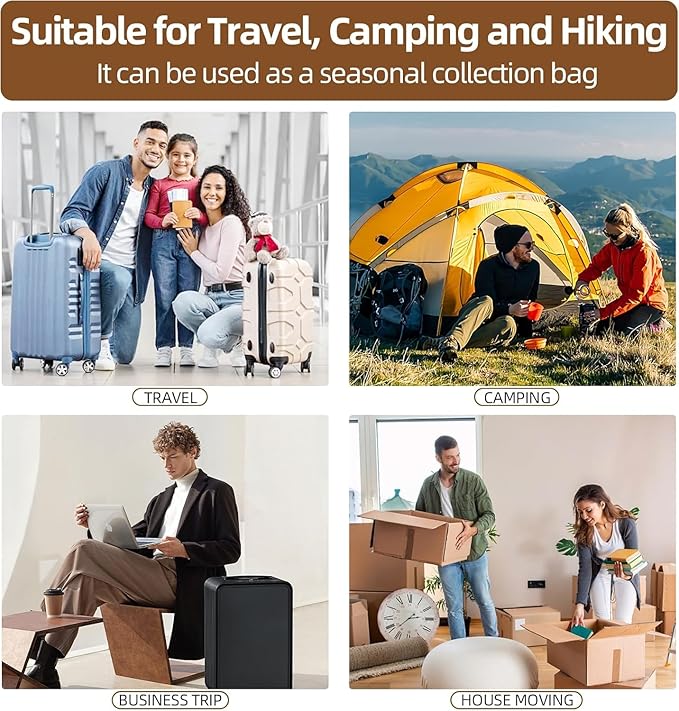 Travel Vacuum Bags with Rechargeable USB Pump, 6 Pack Carry-On Size Vacuum Travel Bags for Luggage & Suitcase, Vacuum Bags for Travel, Space Saver Compression Bags for Clothes & Clothing