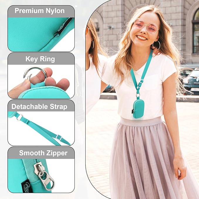 Beautyflier Pocket Hand Sanitizer Spray Case for Touchland Power Mist and Glow Mist 1FL OZ, Zipper Pouch for Hand Sanitizer Spray Bottle, with Removable Neck Strap, Great for Travel (Light Blue)